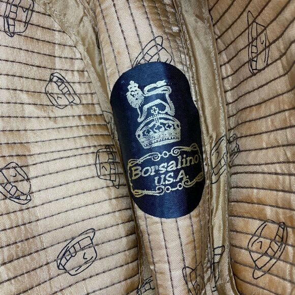 Vintage Borsalino Mens Brown Tweed Wide Brim Fitted Grandpa Fedora Hat Sz 7 3/8 - Picture 7 of 12